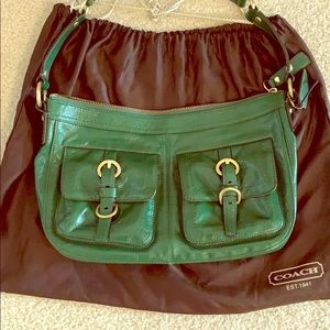 Patent green coach purse
